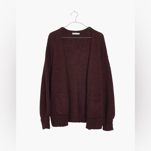 MADEWELL | burgundy Balloon-Sleeve Cardigan Sweater - Picture 4 of 10